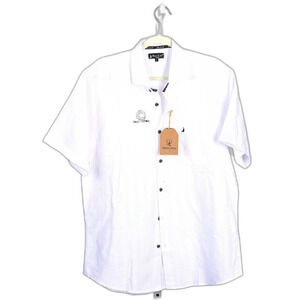 Blanc Du Nil France 100% Cotton Textured Button Down Shirt Size L (NWT)